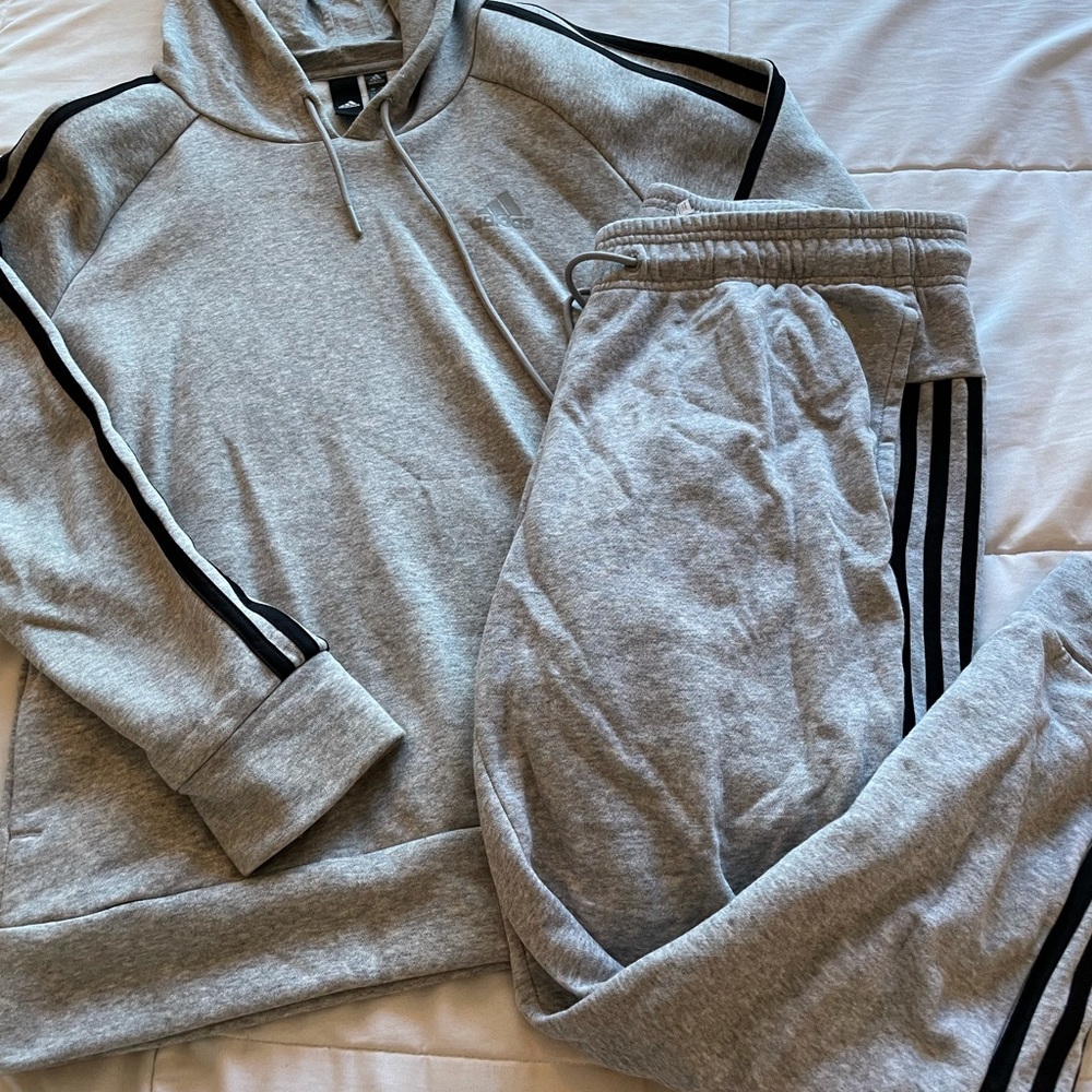 Adidas grey and black sweatsuit